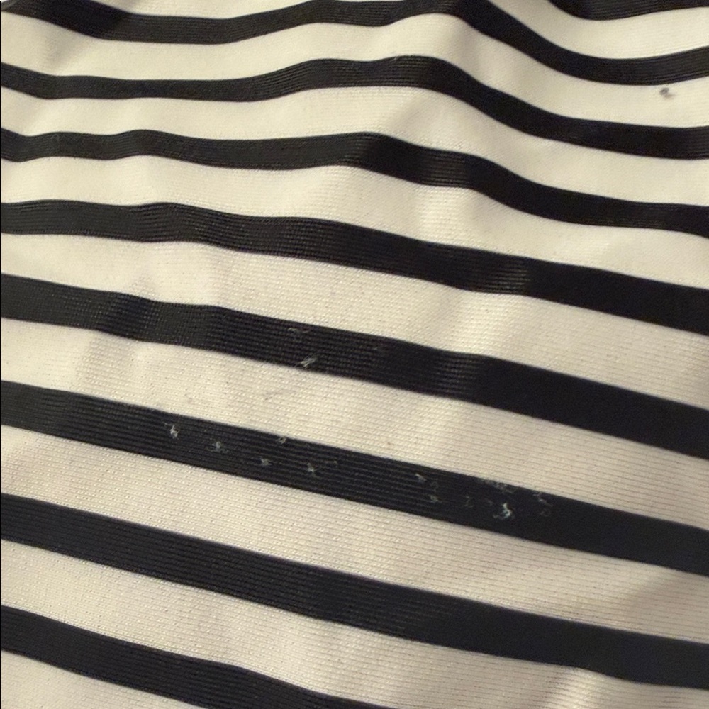 Women’s  Two-Piece Swim Set - Black Bottoms with White & BlackStripe Top - Picture 8 of 8